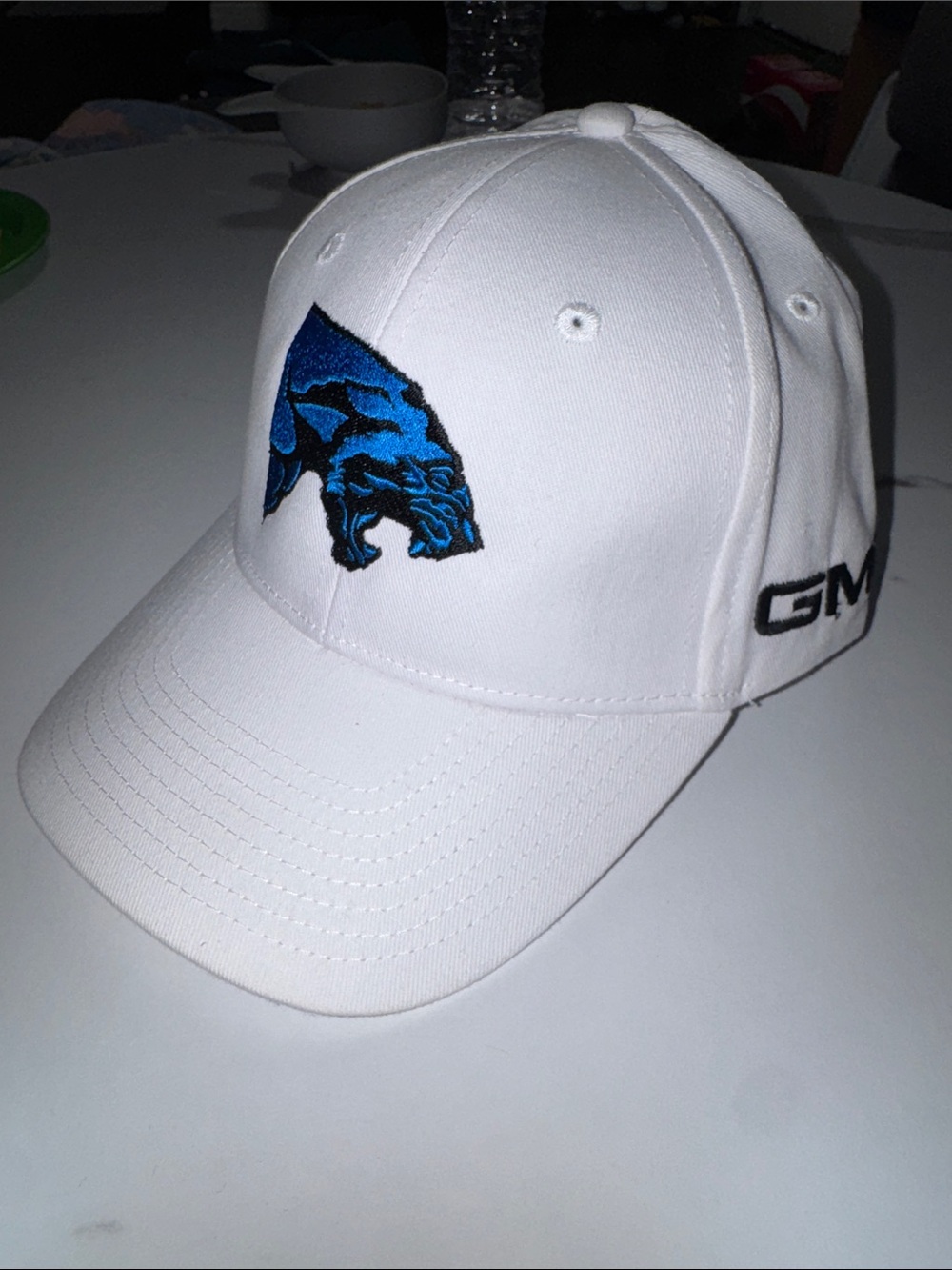 Carolina panthers White Baseball Cap with Blue Embroidered Logo